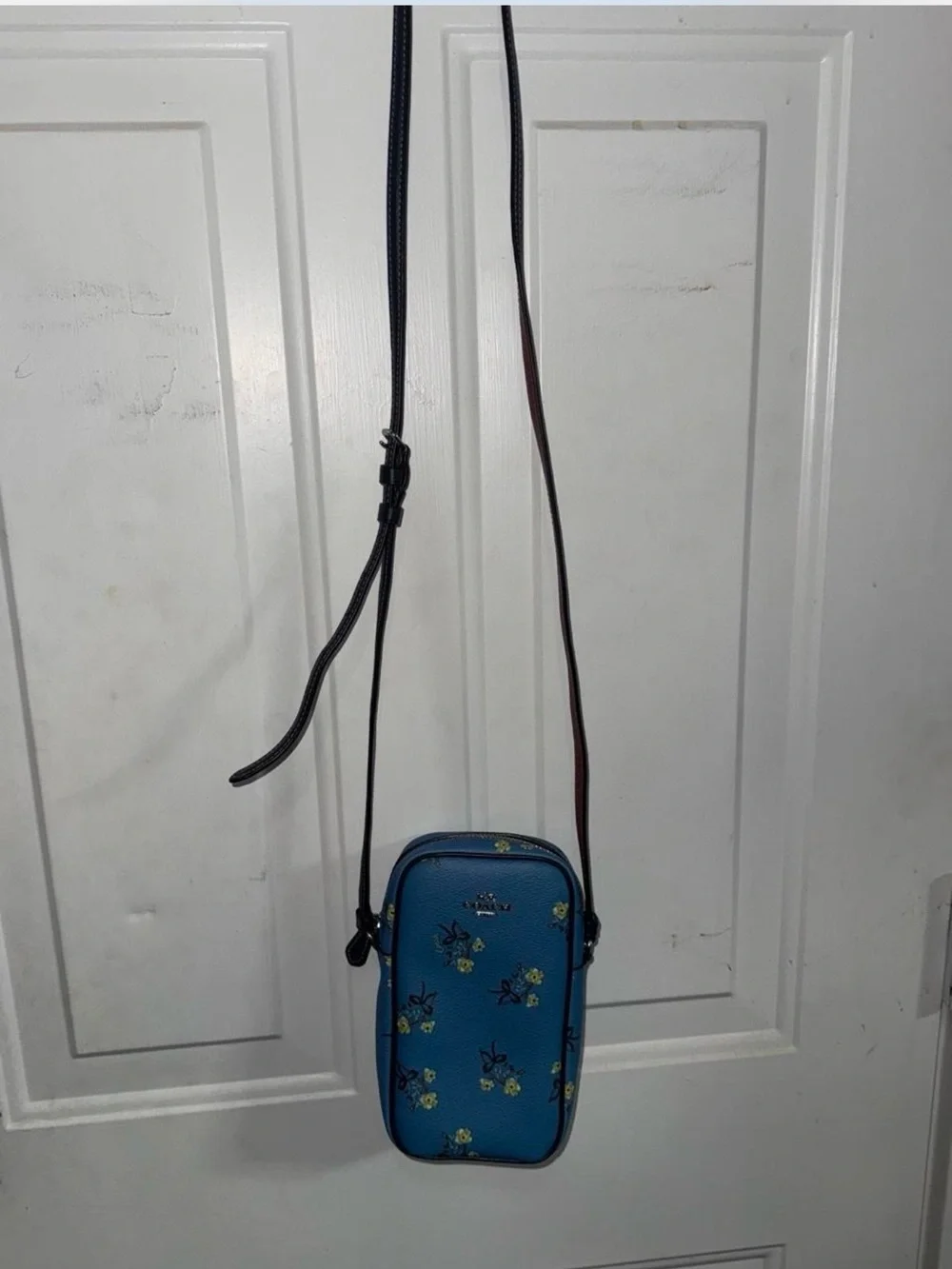Authentic Coach Blue Floral Crossbody Phone Pouch